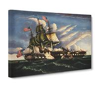 The Constitution And The Guerriere By Thomas Chambers Canvas Print | Gallery Wrapped 30mm Frame Wall Art | 30x20 inches | Ready to Hang | Classic Picture | Living Room Bedroom Lounge Office