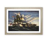 The Constitution and The Guerriere by Thomas Chambers Framed Print | A2 Oak Framed Wall Art | Ready to Hang | Modern Nature Picture | Living Room Bedroom Lounge Office