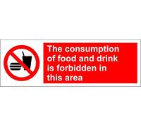 The Consumption of Food and Drink is Forbidden in This Area Sign - Self Adhesive Sticker 300mm x 100mm