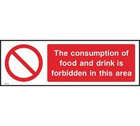 The Consumption of Food/Drink Is Forbidden In This Area Sign - 300mm x 100mm - Self Adhesive Sticker (PG3)