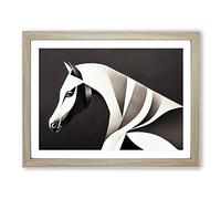 The Contemporary Horse Abstract Framed Print | A2 Oak Framed Wall Art | Ready to Hang | Contemporary Animal Picture | Living Room Bedroom Lounge Office