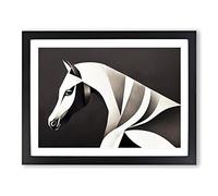 The Contemporary Horse Abstract Framed Wall Art Print A2 Black