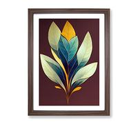 The Contemporary Leaves Framed Wall Art Print A2 Walnut