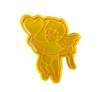 The Cookie Cutter Hub 10cm Cupid with Heart Balloon Cookie Cutter and Matching Embosser for Cookies Biscuits Clay Baking Decoration
