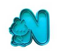 The Cookie Cutter Hub 10cm Cute Letter N Cookie Cutter and Matching Embosser for Cookies Biscuits Clay Baking Decoration