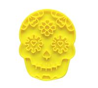 The Cookie Cutter Hub 10cm Day of The Dead Skull with a Flower Cookie Cutter and Matching Embosser for Cookies Biscuits Clay Baking Decoration