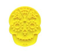 The Cookie Cutter Hub 10cm Day of The Dead Skull with a Spiderweb Cookie Cutter and Matching Embosser for Cookies Biscuits Clay Baking Decoration