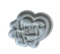 The Cookie Cutter Hub 10cm Happy Mother Day Heart Cookie Cutter and Matching Embosser for Cookies Biscuits Clay Baking Decoration