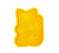 The Cookie Cutter Hub 9cm Japanese Lucky Cat Statue Cookie Cutter and Matching Embosser for Cookies Biscuits Clay Baking Decoration