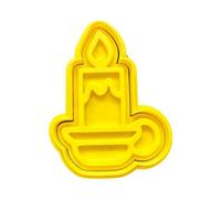 The Cookie Cutter Hub Candle Cookie Cutter and Matching Embosser for Cookies Biscuits Clay Baking Decoration