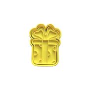 The Cookie Cutter Hub Christmas Themed Present Cookie Cutter and Matching Embosser for Cookies Biscuits Clay Baking Decoration