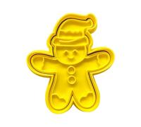 The Cookie Cutter Hub Gingerbread Man with Christmas Hat Cookie Cutter and Matching Embosser for Cookies Biscuits Clay Baking Decoration
