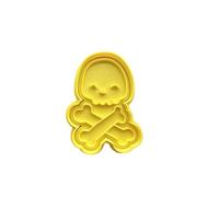 The Cookie Cutter Hub Halloween Skull and Cross Bones Cookie Cutter/Embosser for Cupcakes Fondant Icing Clay Cake Baking Decoration