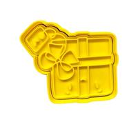 The Cookie Cutter Hub Happy Birthday Present with Tag Cookie Cutter Embosser/Stamp for Cupcakes Fondant Icing Clay Cake Baking Decoration