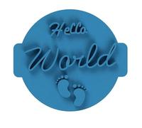 The Cookie Cutter Hub Hello World Embosser No 112 /Stamp for Cupcakes Fondant Icing Clay Cake Baking Decoration