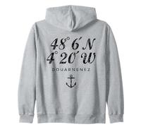 The Coordinates of Douarnenez (Vintage Black) Brittany Zip Hoodie