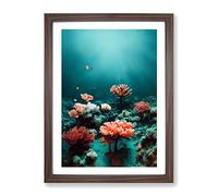 The Coral Reef Framed Print | A3 Walnut Framed Wall Art | Ready to Hang | Modern Nature Picture | Living Room Bedroom Lounge Office