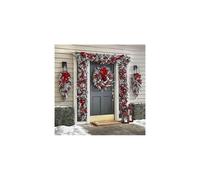 The Cordless Prelit Red And White Holiday Trim Christmas Wreaths Decoration For Front Door Outside Wall Hanging Christmas Garland Christmas Red Wreath