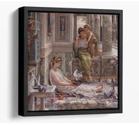 The corner of the villa, by Edward John Poynter Canvas Floater Frame Square Print Picture Art - Black Frame 30 inch wide x 30 inch high