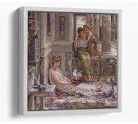 The corner of the villa, by Edward John Poynter Canvas Floater Frame Square Print Picture Art - White Frame 20 inch wide x 20 inch high