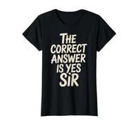 The Correct Answer is Yes Sir Obedience Response - Value Graphic T-Shirt, Women, Black, XS