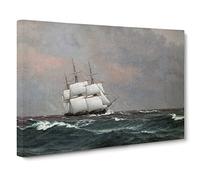 The Corvette Najaden Ship By Christoffer Wilhelm Eckersberg Canvas Print | Gallery Wrapped 30mm Frame Wall Art | 24x16 inches | Ready to Hang | Classic Seascape Picture | Living Room Lounge Office