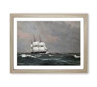 The Corvette Najaden Ship By Christoffer Wilhelm Eckersberg Classic Painting Framed Print | A2 Oak Framed Wall Art | Ready to Hang | Classic Vehicle Picture | Living Room Bedroom Lounge Office