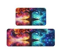 The Cosmic Tree Of Life In Space Rug Cushioned Kitchen Rugs Sets Of 2 Comfort Standing Mat For Home Decor Sink,Kitchen Mats For Floor Non Slip Washable ，Laundr 17"X47"+17"X30"