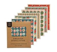 The Cosy Nest Company Swedish Dishcloths Pack of 6, Reusable Dish Cloths for Washing Up, Absorbent Sponge Cloths for Kitchen Cleaning, Eco Friendly Compostable Plastic Free, Apple Design