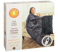 The Cosy Shop Waffle Heated Throw - Charcoal - Features: Digital Remote Control, 9 Heat Settings, Therapeutic Warmth, 2 Hour Auto Shut Off, Ultra Thin Wire for Added Comfort, Extra Long Power Cord