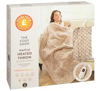The Cosy Shop Waffle Heated Throw - Mink - Features: Digital Remote Control, 9 Heat Settings, Therapeutic Warmth, 2 Hour Auto Shut Off, Ultra Thin Wire for Added Comfort, Extra Long Power Cord