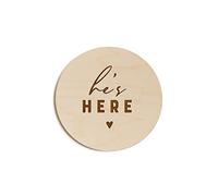 The Cotton & Canvas Co. He's Here Newborn Baby Boy Announcement, Nursery Sign, Cute Nursery Decor, Baby Shower, Modern, Wooden Plaque, Birth Prop, New Mom Gift