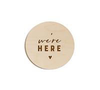 The Cotton & Canvas Co. We're Here Newborn Twin Baby Announcement, Nursery Sign, Nursery Decor, Baby Shower, Modern, Wooden Plaque, Birth Prop, We're Expecting