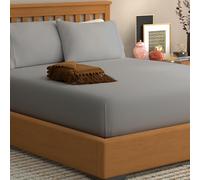 The Cotton Exchange Manchester 100% Cotton Single Fitted Sheet 90x190 cm - Light Grey, Percale Grey Single Sheet Fitted, Crisp & Breathable Bedding, 35 cm Deep Pocket with All-Round Elastic Corners