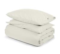 The Cotton Exchange Manchester 600 Thread Count Super King Duvet Set (1 Cotton Duvet Cover & 2 Pillow Cases) - Soft & Silky - Cotton Rich with Button Closure - Sateen Weave Bedding Set - Ivory