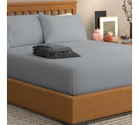 The Cotton Exchange Manchester Premium 300 Thread Count King Size Fitted Sheet with Deep Pockets - 100% Cotton - Soft & Silky - Sateen Weave Sheets - Elastic King Size Fitted Sheets - Light Grey