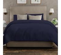 The Cotton Exchange Manchester Single Duvet Cover Set (1 Cotton Duvet Cover & 1 Pillowcase) - Crisp, Cool & Breathable - 100% Cotton with Button Closure - Percale Weave Bedding Set - Navy