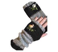 The Cotton Fingerless Gloves Of The Embroidered Bird Woman Are Woven And Pieced Together(A565-1)