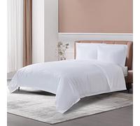 THE COTTON & SILK®️ 100% Luxury Long-Staple Cotton Duvet Cover Set - Soft & Breathable - Include 1 Duvet Cover with Corner Ties & Hidden Zipper, 2 Pillow Shams - White, Queen Size