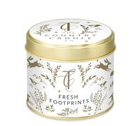 The Country Candle Company Scented Christmas Tin Candle - Fresh Footprints - from The Enchanted Woodland Collection - Festive Gift for Him/Her
