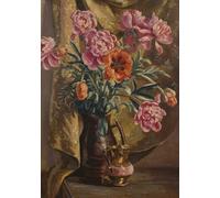 The Courtauld, Roger Fry Peonies and Poppies, Blank Greeting Card (17 x 12cm)