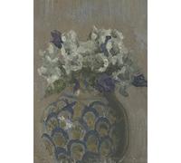 The Courtauld, Walter Richard Sickert Sweet Violets - White and Blue Violets in a Patterned Bowl, Blank Greeting Card (17x12cm)