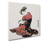 The Courtesan Kasugano by Harunobu Suzuki Canvas Print | Gallery Wrapped 30mm Frame Wall Art | 20x20 inches | Ready to Hang | Modern Picture | Living Room Bedroom Lounge Office