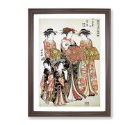 The Courtesans By Torii Kiyonaga Asian Japanese Framed Print | A2 Walnut Framed Wall Art | Ready to Hang | Asian Nature Picture | Living Room Bedroom Lounge Office