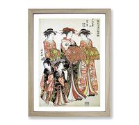The Courtesans By Torii Kiyonaga Asian Japanese Framed Print | A4 Oak Framed Wall Art | Ready to Hang | Asian Nature Picture | Living Room Bedroom Lounge Office