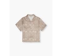 The Couture Club Boys Beige Kids Palm Relaxed-fit Stretch-woven Shirt 2-8 Years 6-7