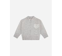 The Couture Club Kids Monogram Fluffy Knit Zip Up Top in Grey - Grey - 7 - 8 Yrs