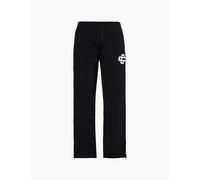 The Couture Club Mens Black Drawstring Waistband Embroidered Branding Straight Leg Relaxed Fit Cotton-jersey Jogging Bottoms Xl