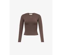 The Couture Club Womens The Couture Club Sculpting Long-Sleeve Tech-Jersey Top Chocolate 6