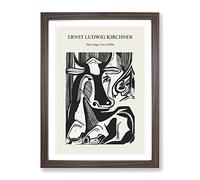 The Cow By Ernst Ludwig Kirchner Exhibition Museum Painting Framed Print | A3 Walnut Framed Wall Art | Ready to Hang | Modern Animal Picture | Living Room Bedroom Lounge Office